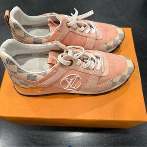 Louis Vuitton Pink and Beige Checkered Sneakers